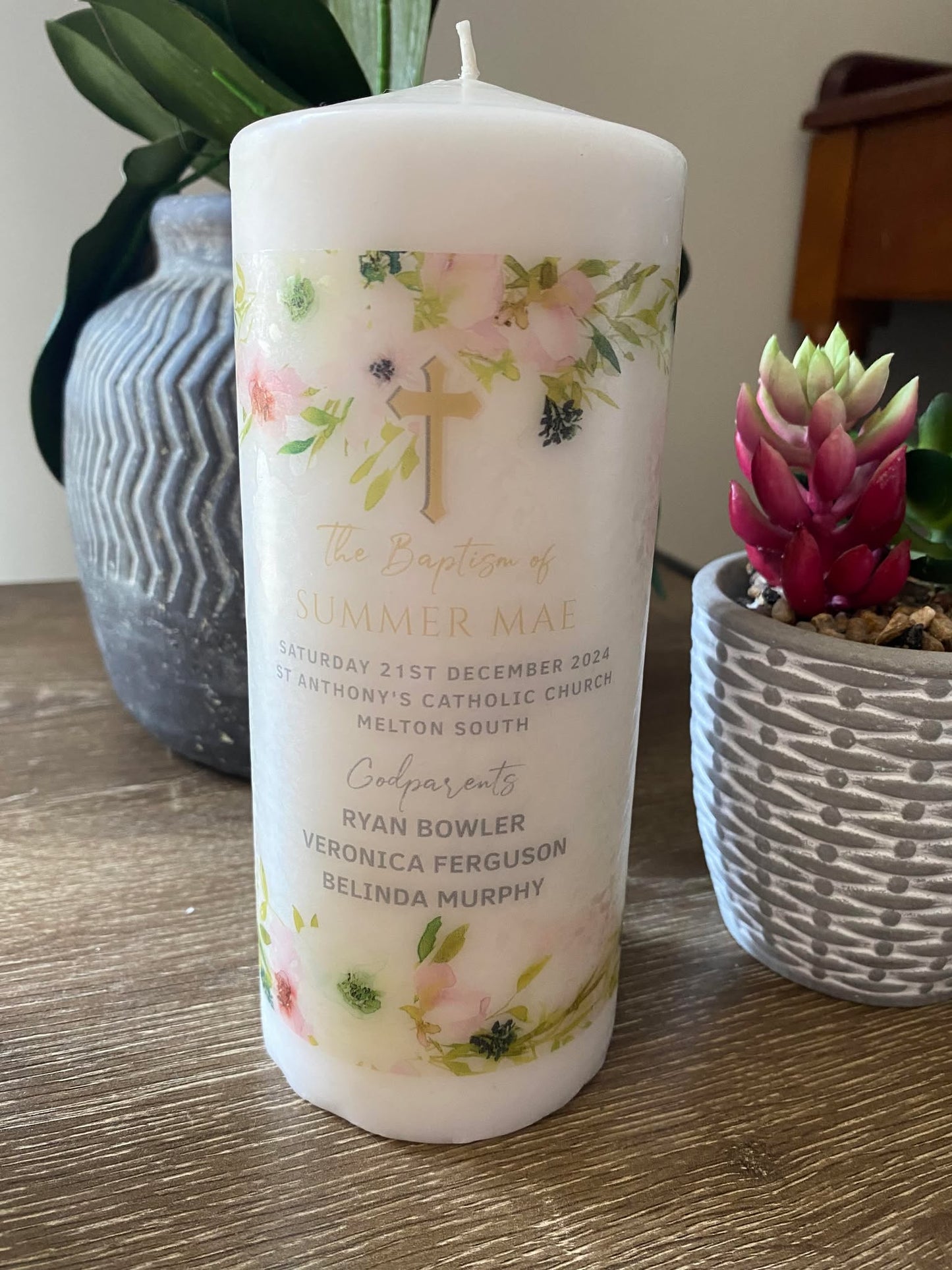 Baptism candle for boy or girl