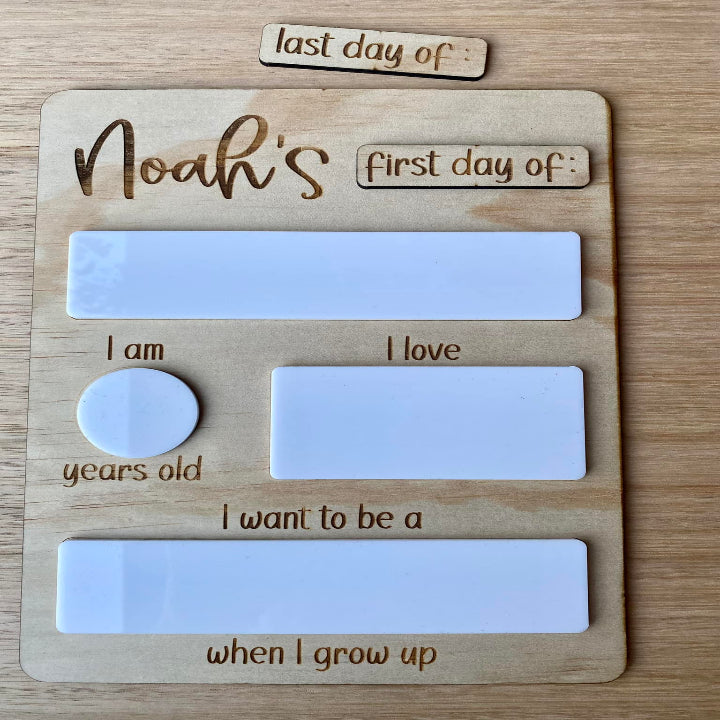 Back to school board - engraved or acrylic name