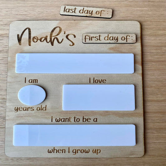 Back to school board - engraved or acrylic name