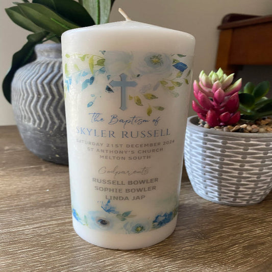 Baptism candle for boy or girl