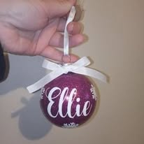 Glitter bauble with vinyl name