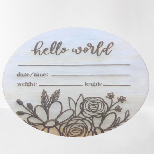 Hello world floral announcement disc