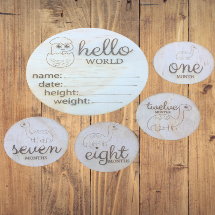 Hello world birth announcement and milestone set – Zack and Co Designs