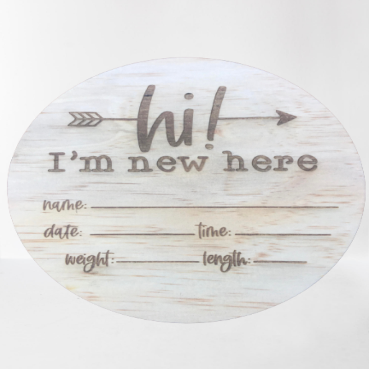 I'm here birth announcement disc