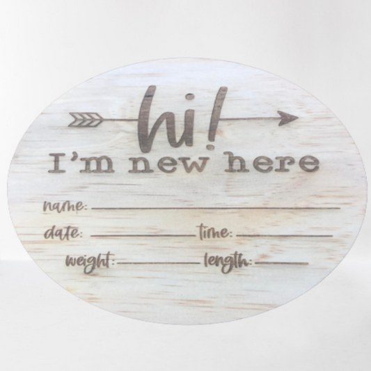 I'm here birth announcement disc