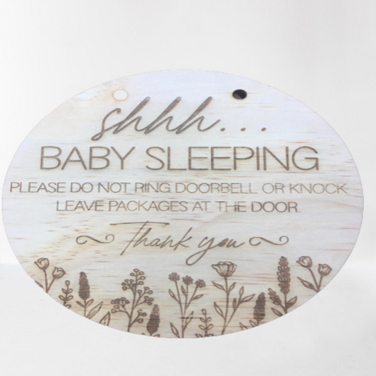 Shhh baby sleeping door hanger